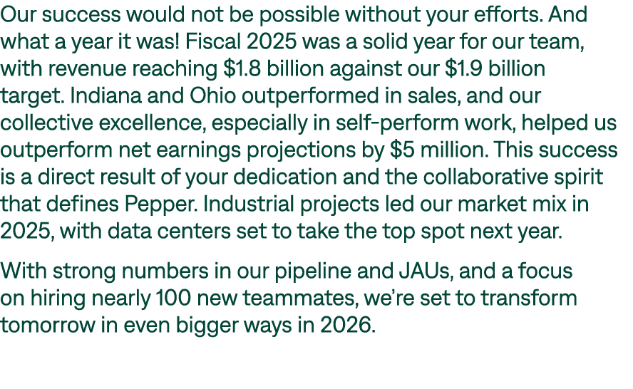 Our success would not be possible without your efforts. And what a year it was! Fiscal 2025 was a solid year for our ...